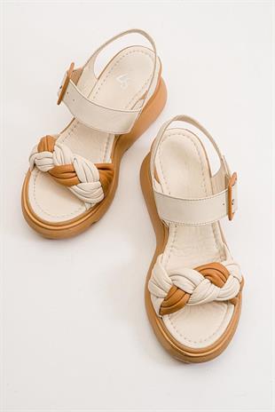 Wella 7676 Bej Dolgu Taba Kadın Ayakkabı