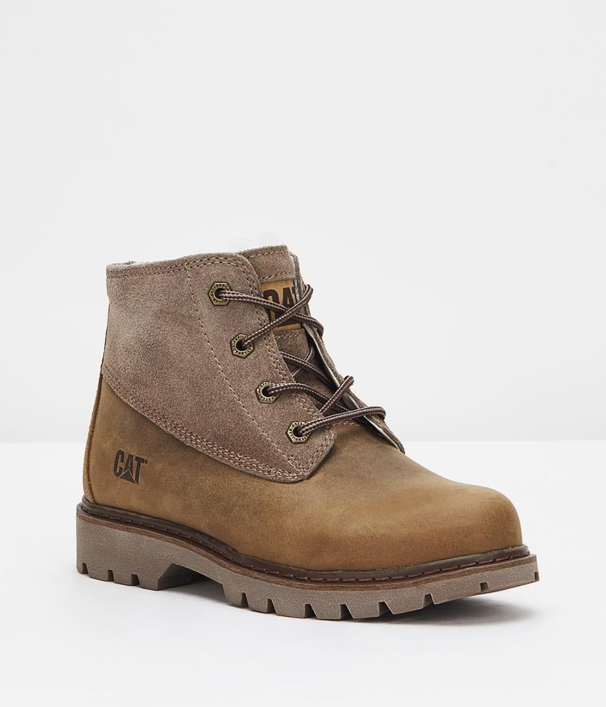 Caterpillar Vermont Fur Beige Crazy Deri Kadın Bot