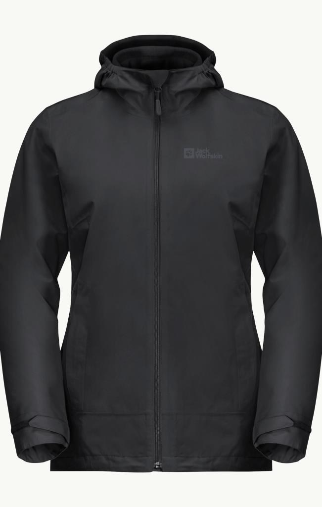 Jack Wolfskin 1115621_6000 Moonrise 3IN1 JKT W Black Kadın Outdoor Ceket
