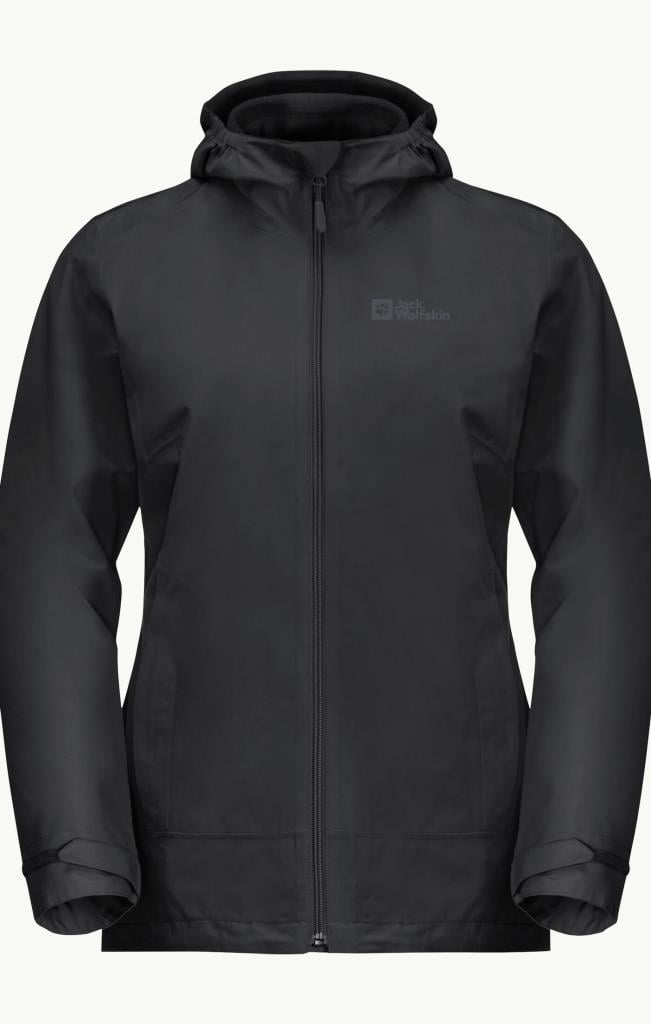 Jack Wolfskin 1115621_6000 Moonrise 3IN1 JKT W Black Kadın Outdoor Ceket