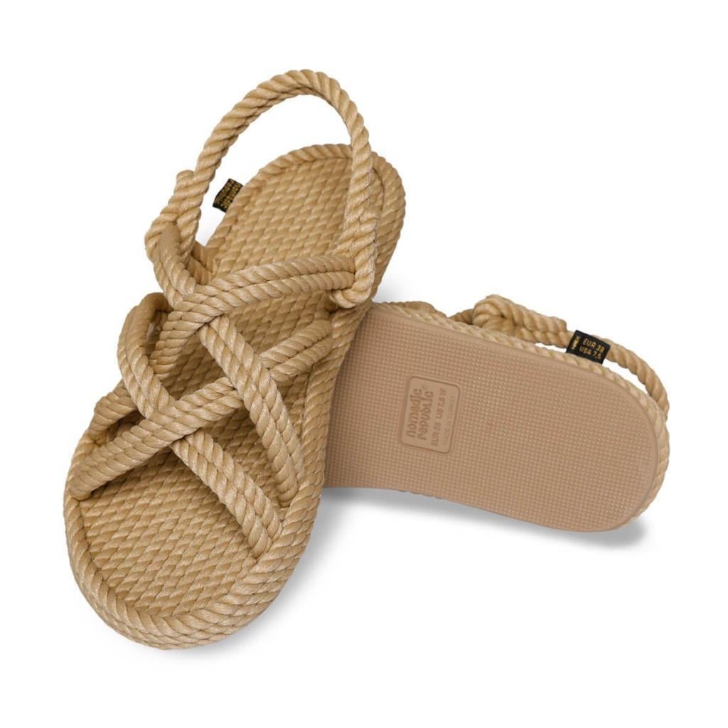 Nomadic Republic BOD.0012.KT Bodrum Kauçuk Taban Bej Kadın Sandalet