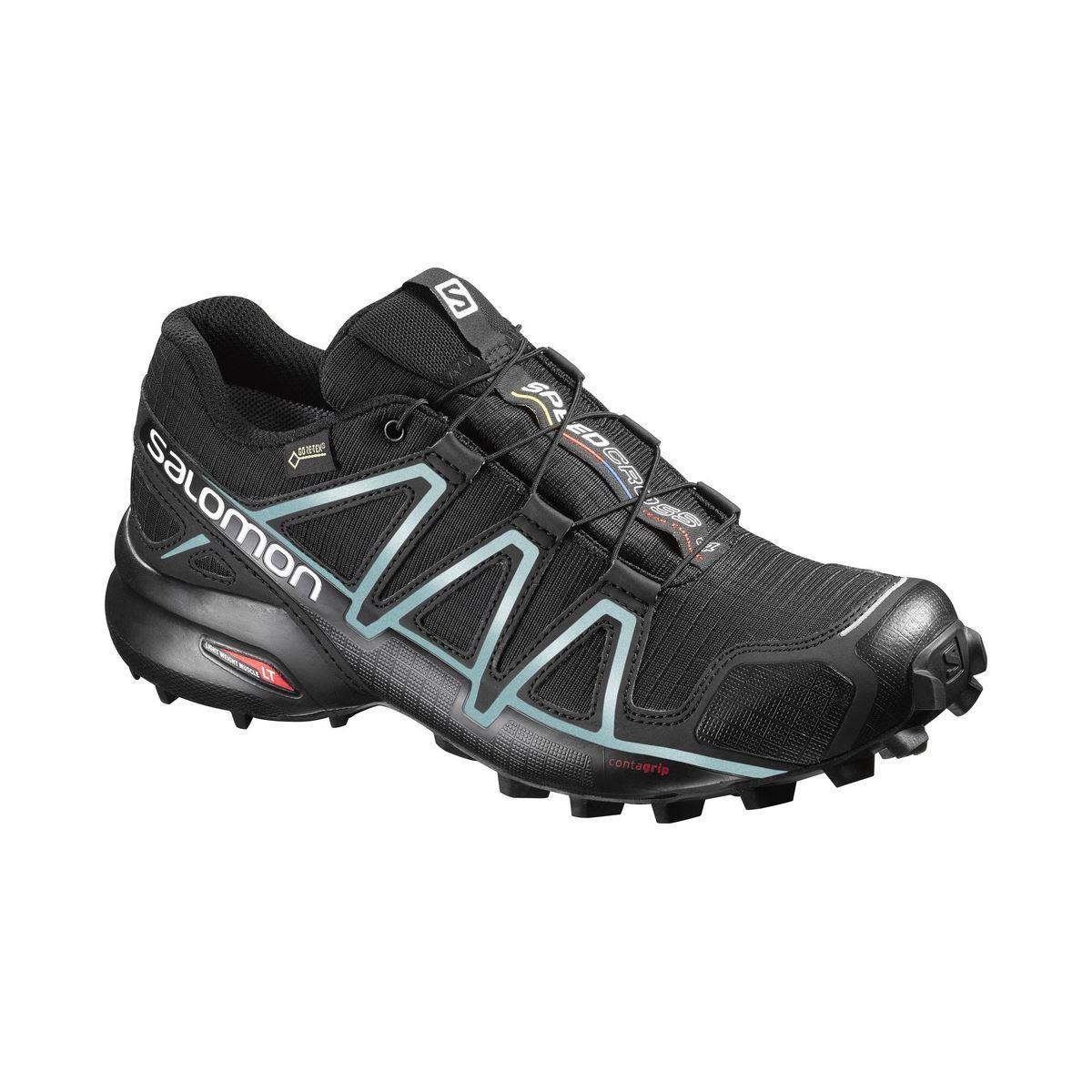 Salomon 383187 SpeedCross 4 GTX W Black/Black/Metallic Bubble Blue Kadın Outdoor Ayakkabı