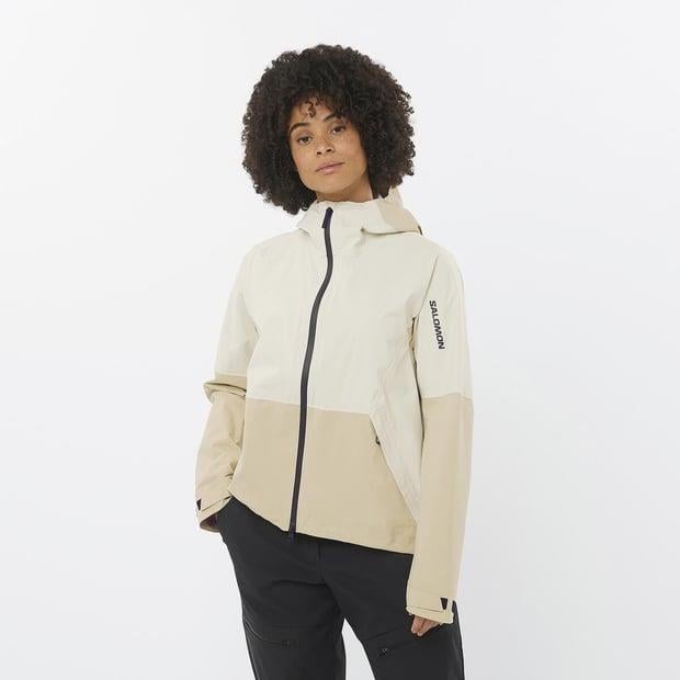 Salomon LC2317300 OUTERPATH 2.5L WP JKT W White Pepper/Rainy Day Kadın Outdoor Ceket
