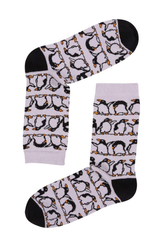 Socks Campany Bej- Çok Penguen Desenli Kadın Çorap
