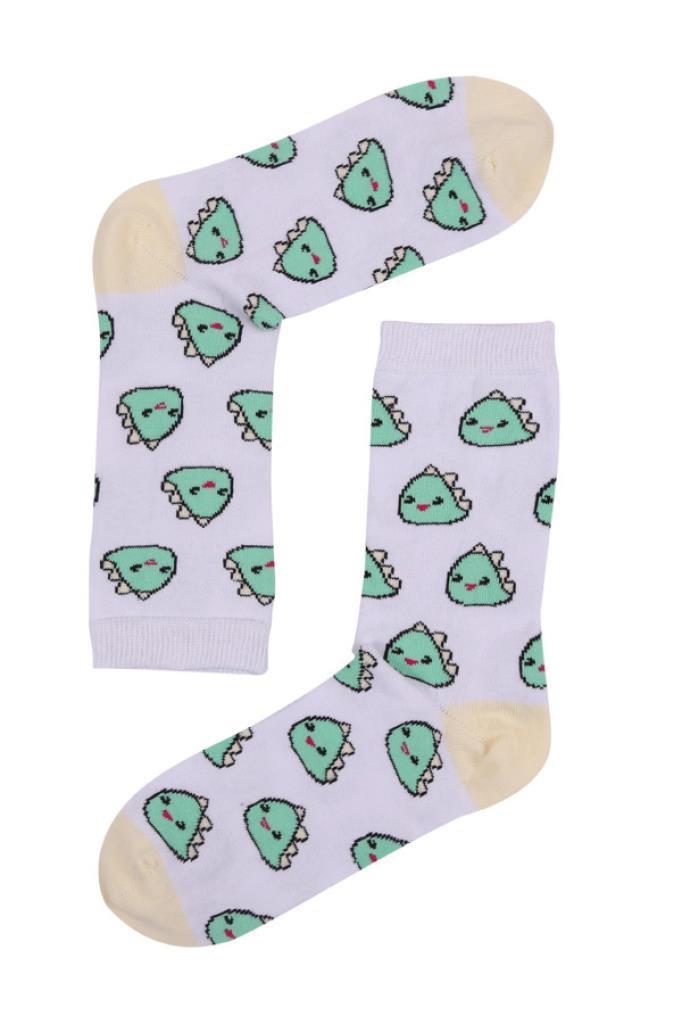 Socks Company 15KDCR768K Beyaz-Bebek Surat Desenli Kadın Çorap