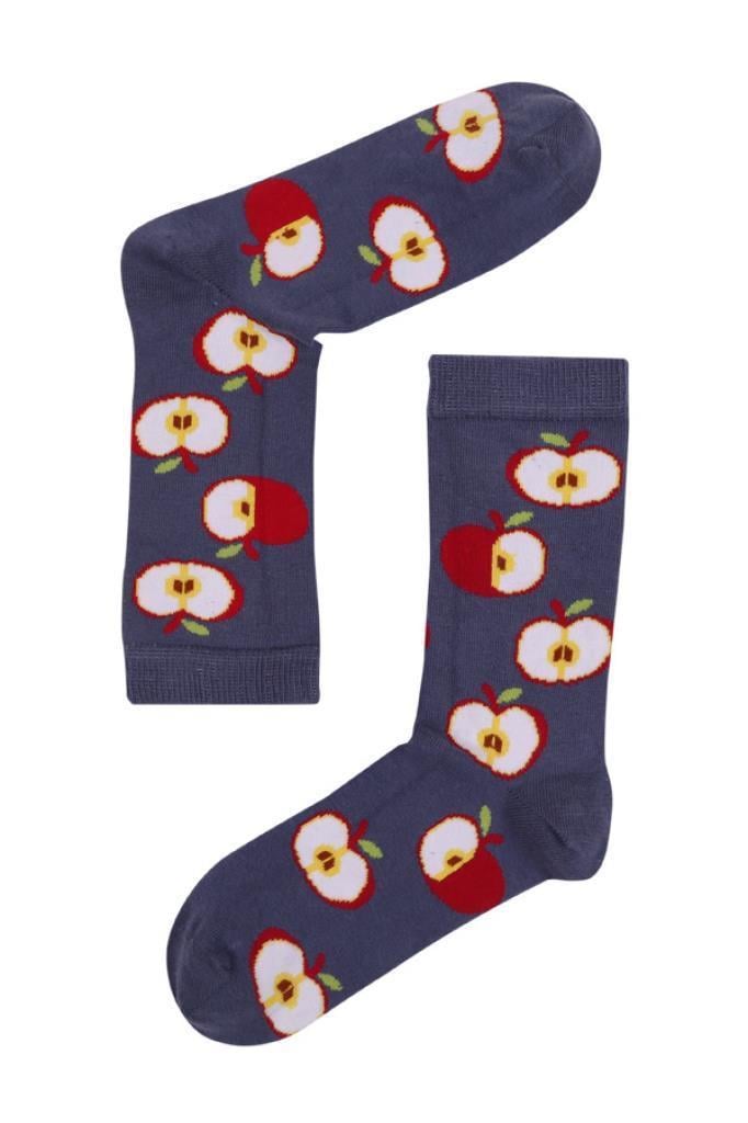 Socks Company Gri-Elma Desenli kadın Çorap