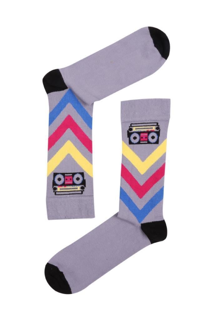 Socks Company Gri-Gökkuşağı Desenli Erkek Çorap