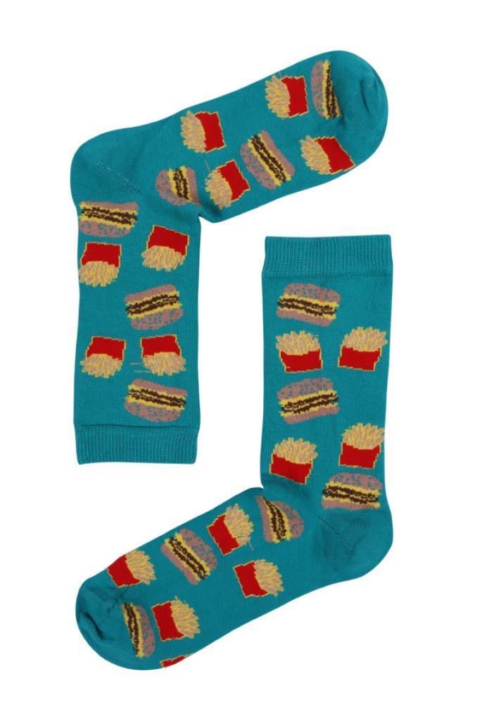 Socks Company Hamburger Cips Desenli kadın çorap
