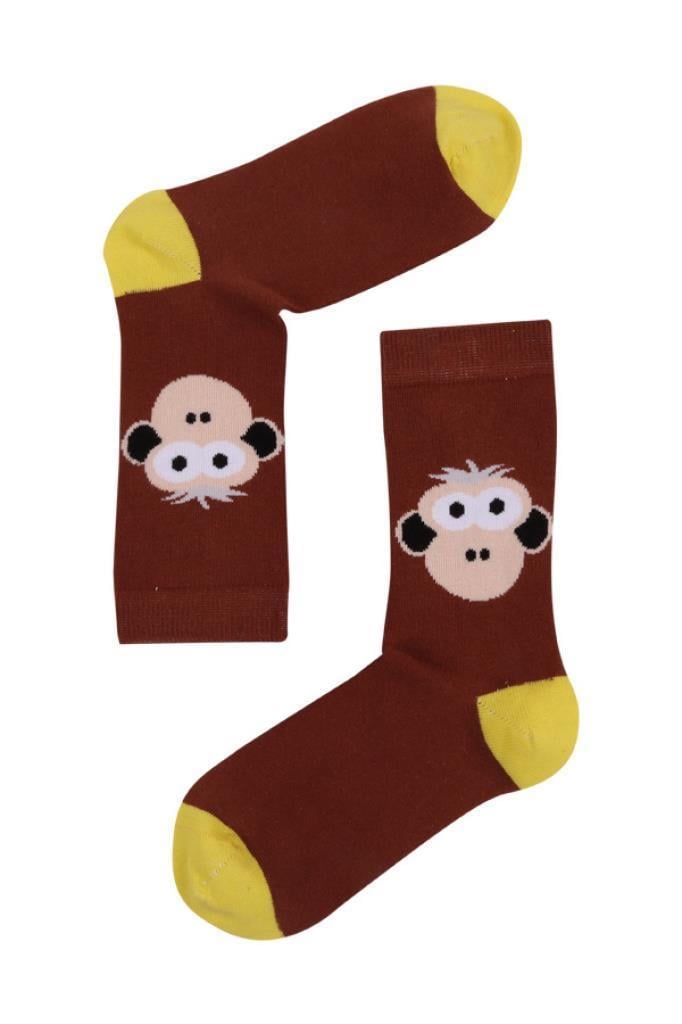 Socks Company Kahverengi-Maymun Desenli Kadın Çorap