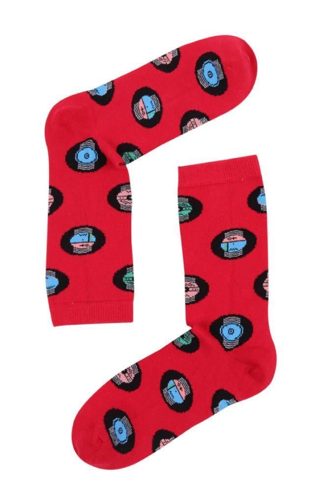 Socks Company Kırmızı-Saat Desenli Kadın Çorap