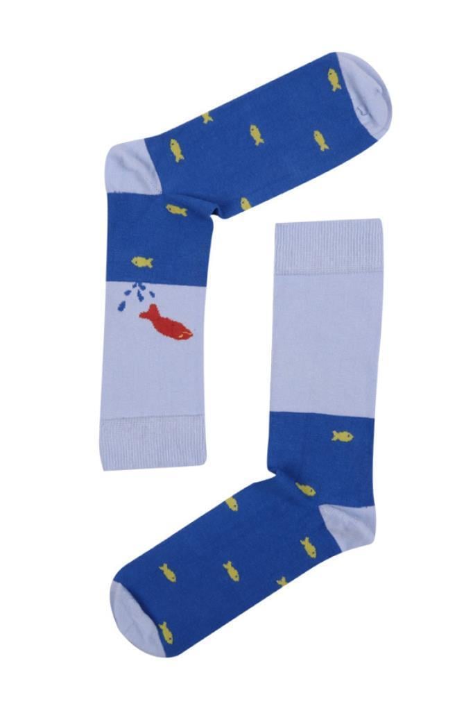 Socks Company Mavi-Balıklı Erkek Çorap
