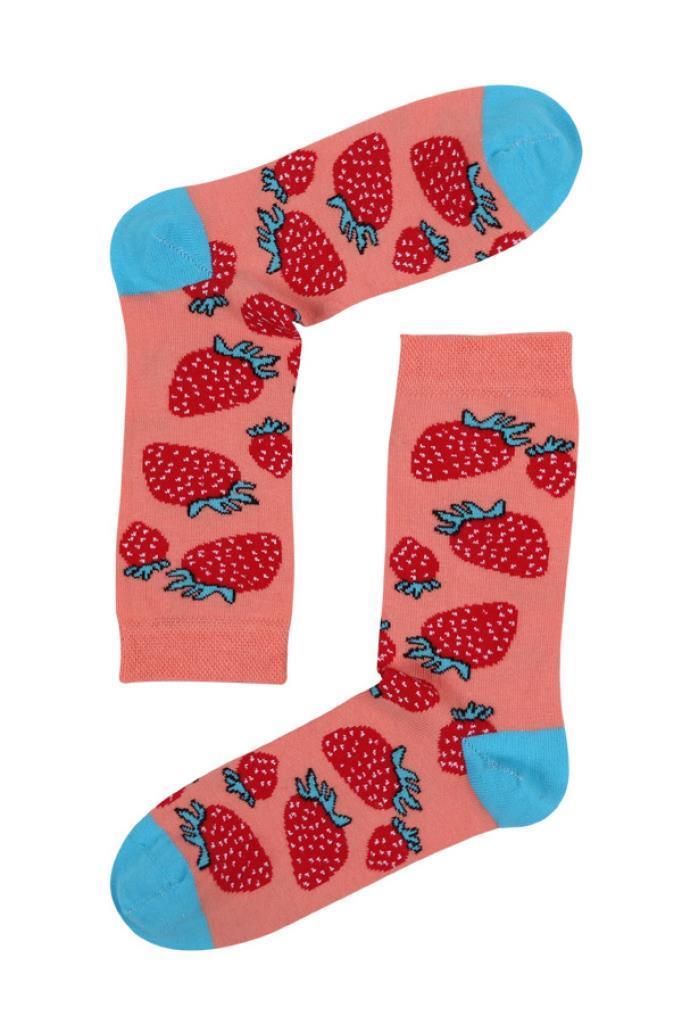 Socks Company Pembe-Çilek Desenli Kadın Çorap
