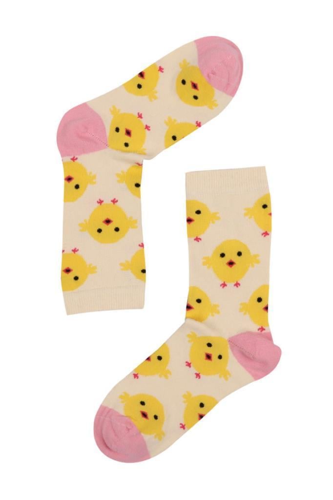 Socks Company Sarı- Civciv Desenli Kadın Çorap