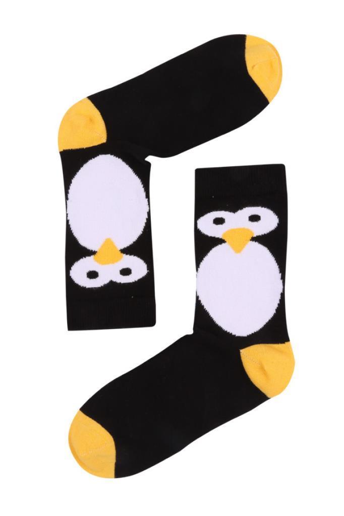 Socks Company Siyah- Büyük Civciv Desenli Kadın Çorap