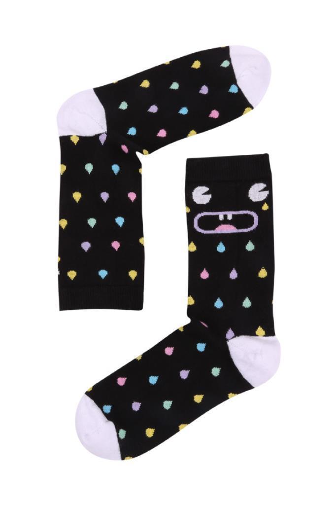 Socks Company Siyah-Damla Desenli Kadın Çorap