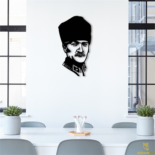 Atatürk Kalpaklı Metal Duvar Dekoru
