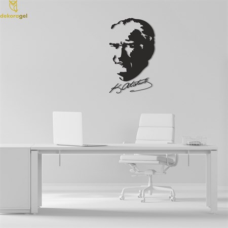 Atatürk Portre İmzalı-II Metal Duvar Dekoru
