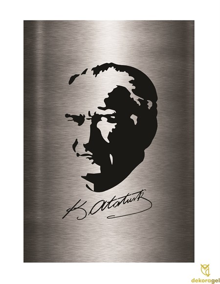 Atatürk Portre İmzalı Metal Duvar Dekoru