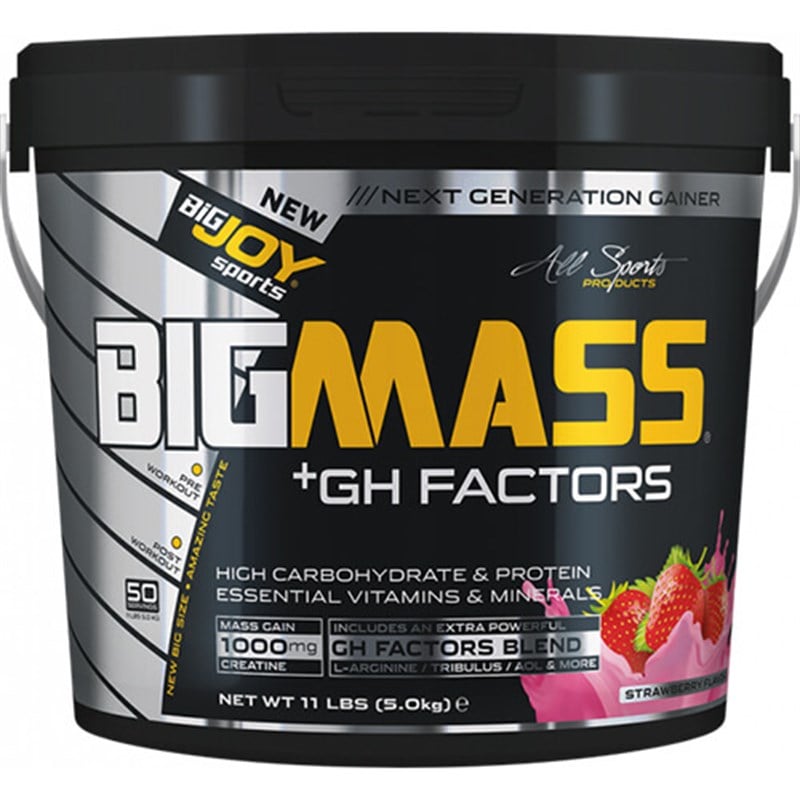 Bigjoy Sports BIGMASS Gainer + GH FACTORS 5000 gr Çilek Karbonhidrat TozuT-Gainerlar