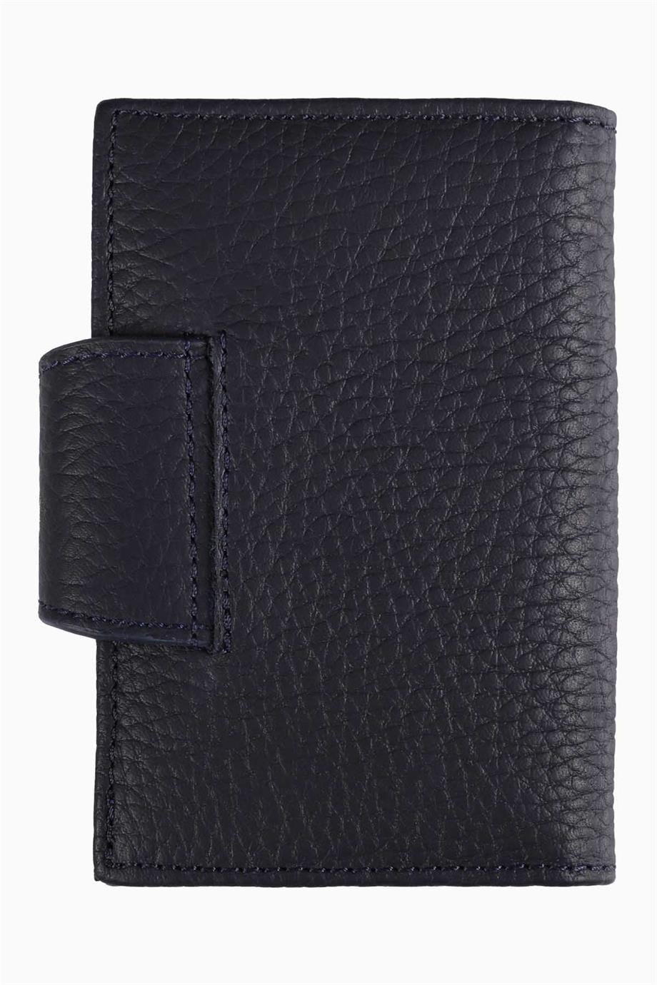 Hakiki Deri RFID Korumalı Akordiyon Kartlık 415 - Lacivert