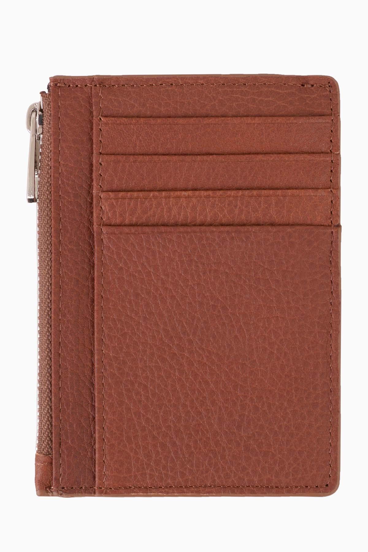 Hakiki Deri Minimal Kartlık Cüzdan 589 - Taba