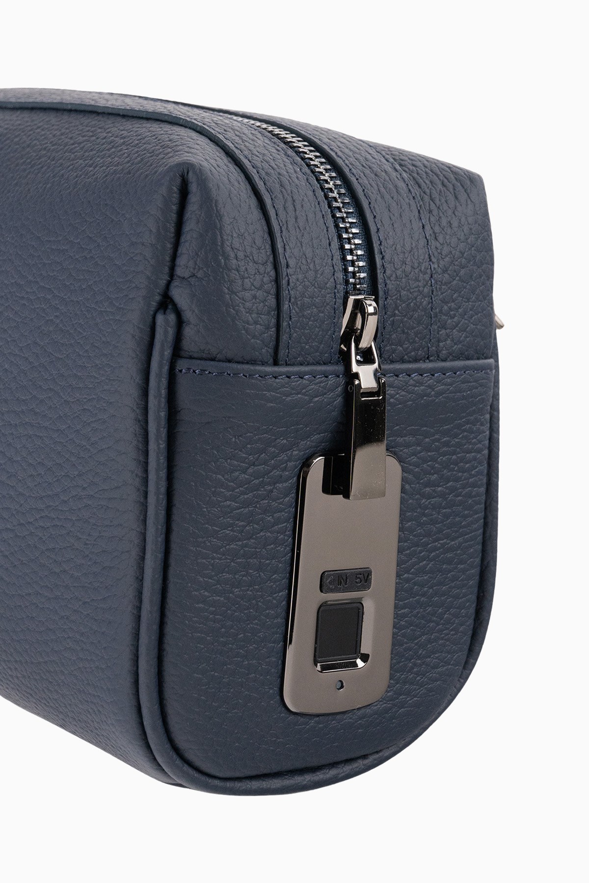 Hakiki Deri Unisex Parmak Okuyuculu El Çantası 8414 - Lacivert