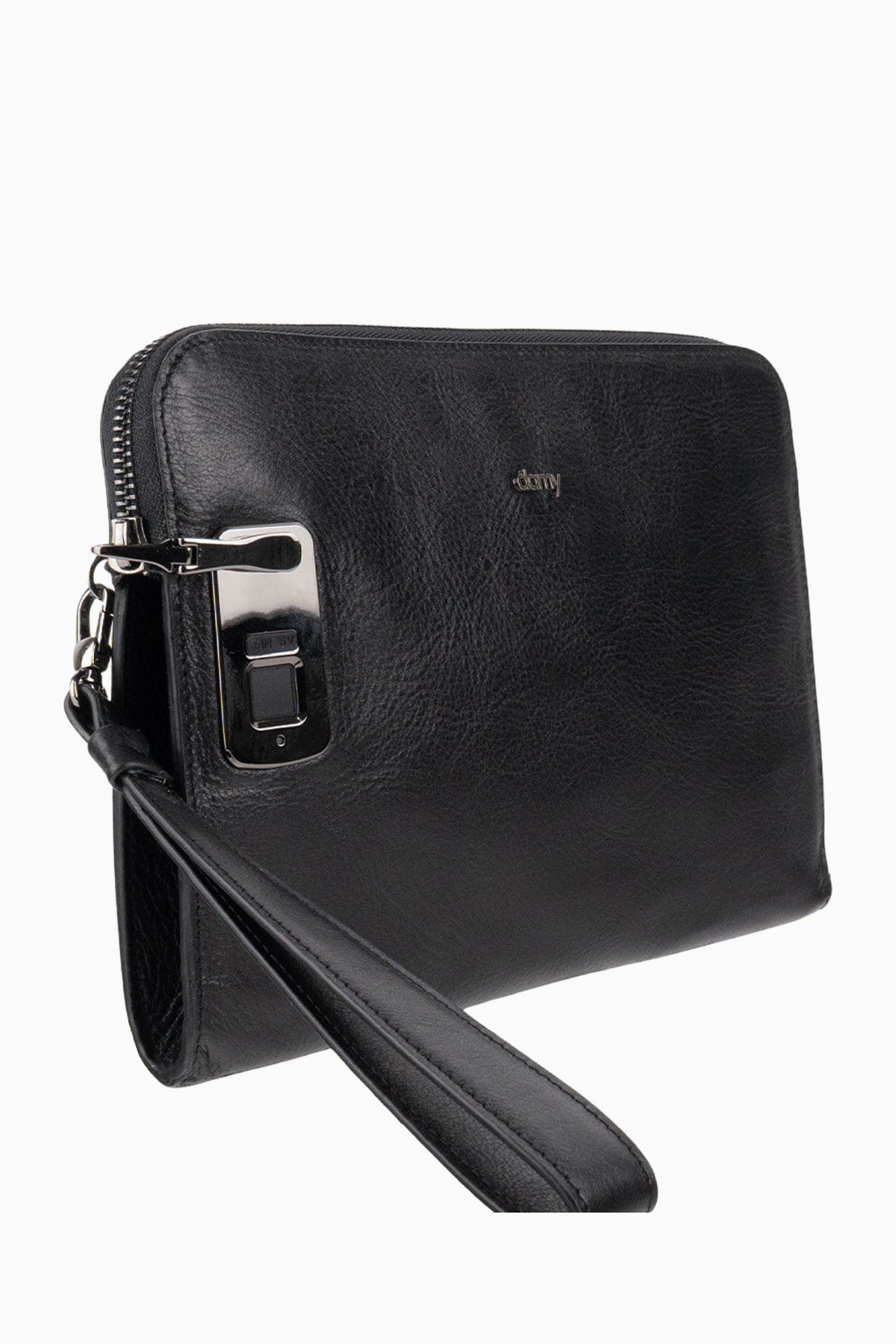 Hakiki Deri Unisex Parmak Okuyuculu El Çantası 8413 - Siyah