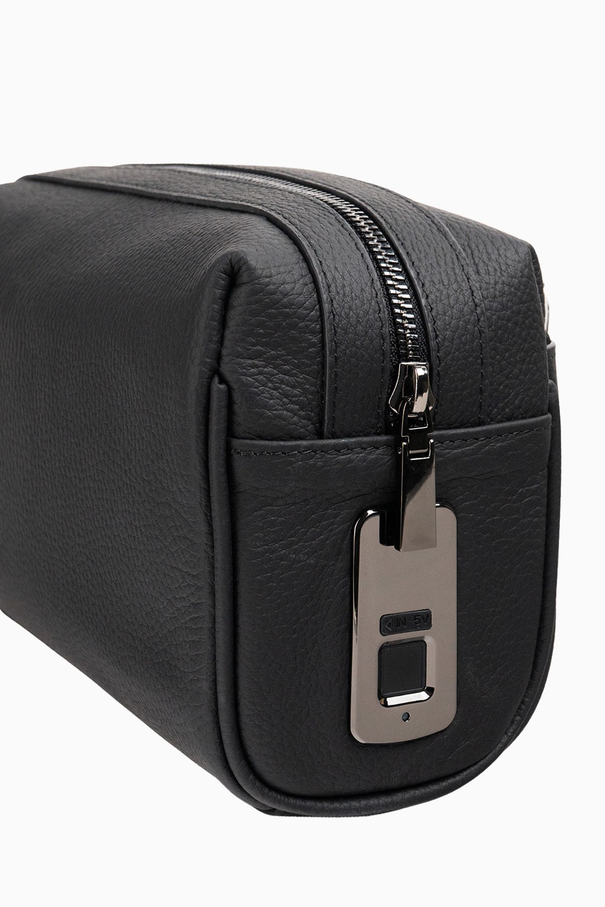 Hakiki Deri Unisex Parmak Okuyuculu El Çantası 8414 - Siyah