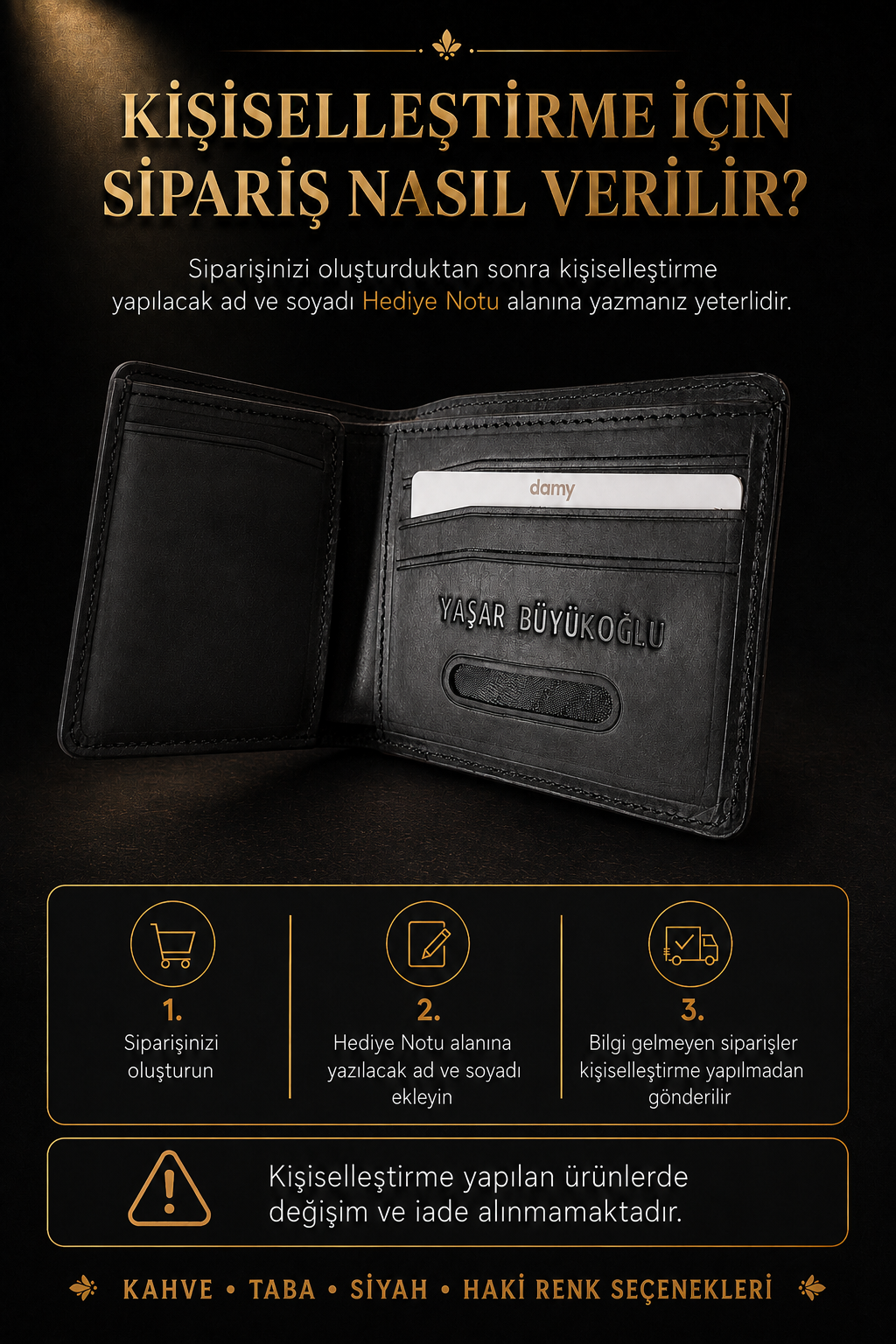 Hakiki Deri RFID Korumalı Erkek Cüzdan 390 - Siyah