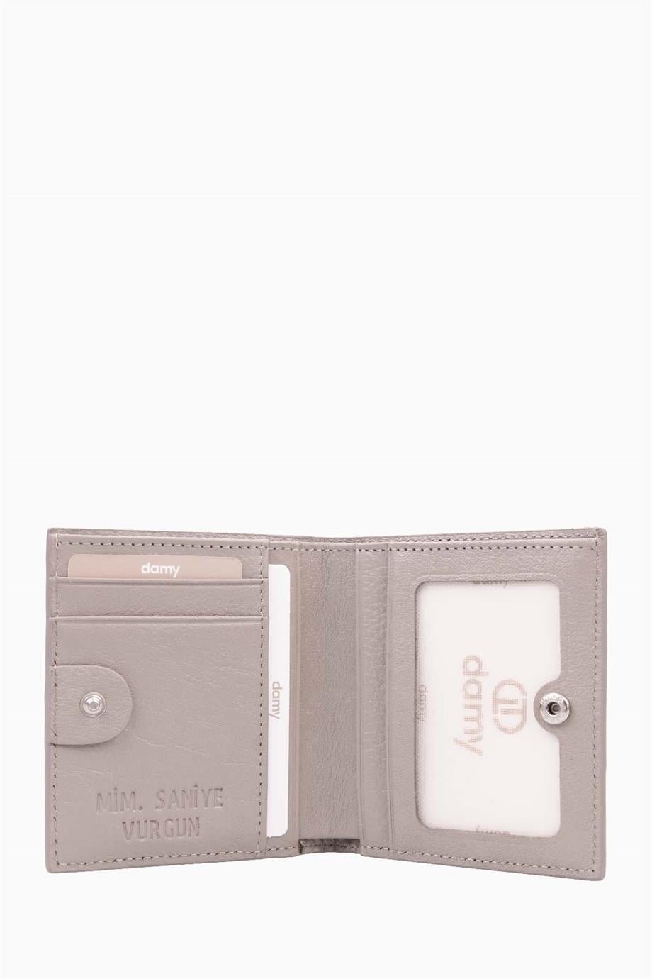 Hakiki Deri RFID Korumalı Kadın Mini Cüzdan 906 - Vizon