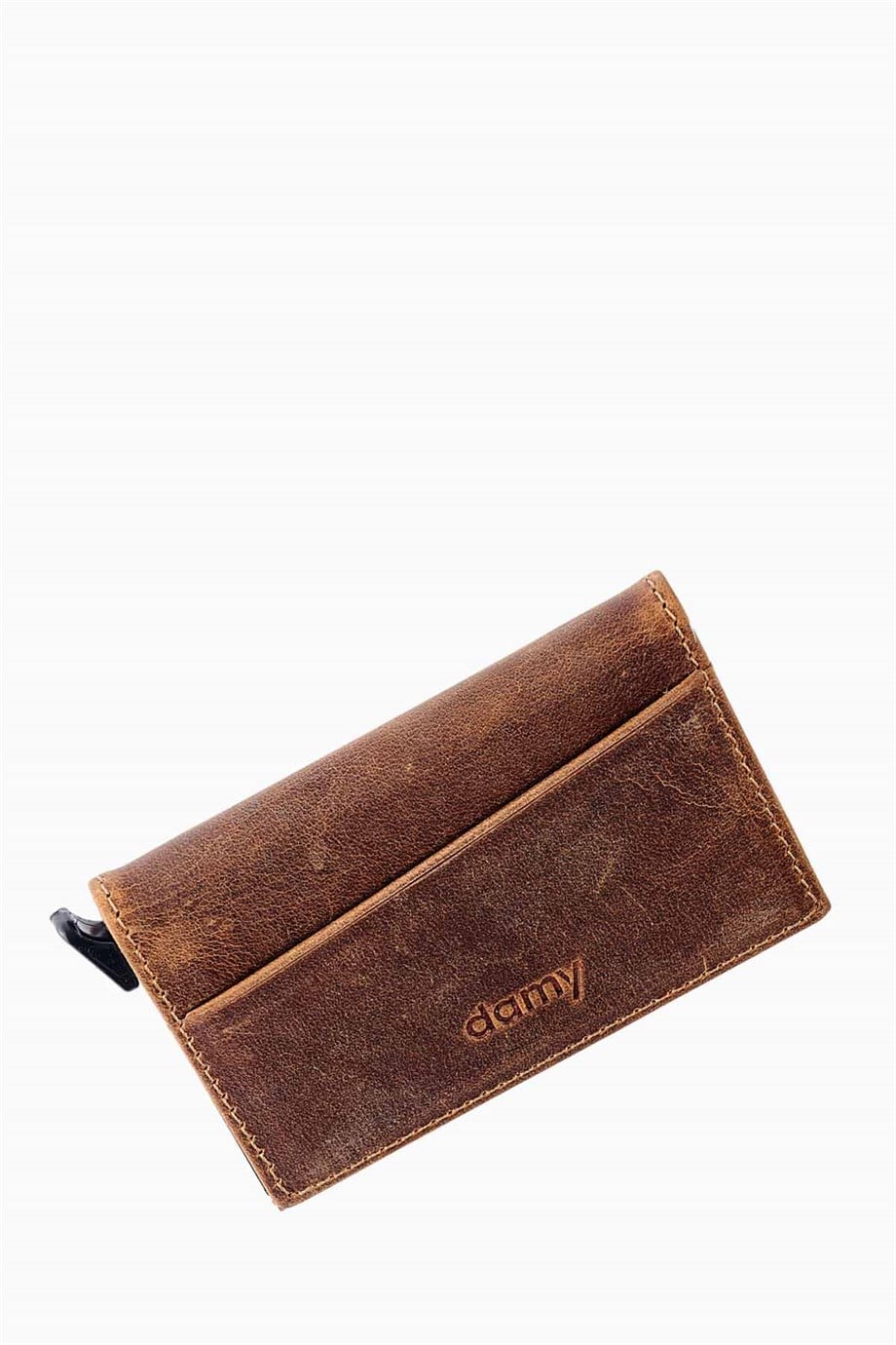 Hakiki Deri Unisex Mekanizmalı Kartlık 611CR - Taba
