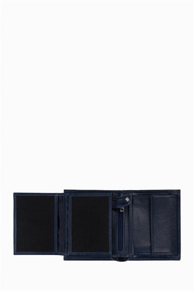 Hakiki Deri Büyük Erkek Cüzdan 1102AR - Lacivert