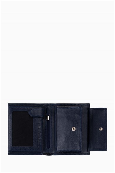Hakiki Deri Büyük Erkek Cüzdan 1102AR - Lacivert