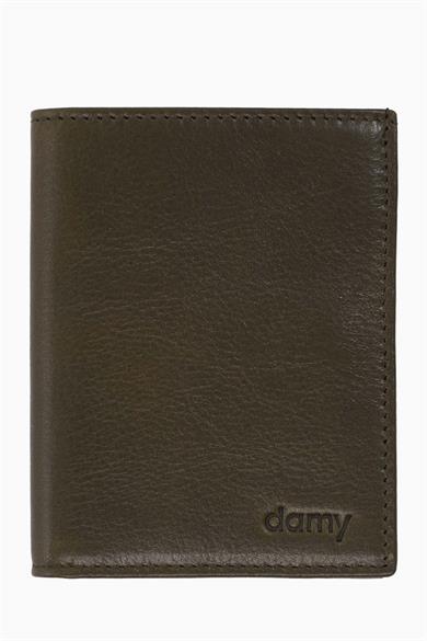 Hakiki Deri Dikey Erkek Cüzdan – Kredi Kartlık, Kağıt Para Bölmeli, Kişiye Özel İsim Yazılı Cüzdan 216 - Haki