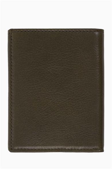 Hakiki Deri Dikey Erkek Cüzdan – Kredi Kartlık, Kağıt Para Bölmeli, Kişiye Özel İsim Yazılı Cüzdan 216 - Haki