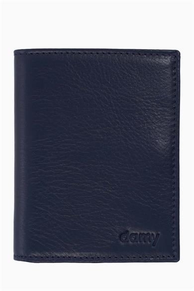 Hakiki Deri Dikey Erkek Cüzdan – Kredi Kartlık, Kağıt Para Bölmeli, Kişiye Özel İsim Yazılı Cüzdan 216 - Lacivert