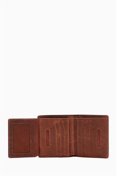 Hakiki Deri RFID Korumalı Erkek Cüzdan 290CR - Taba