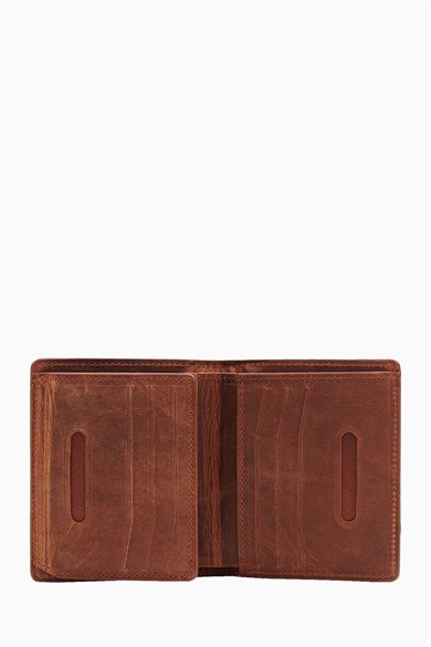 Hakiki Deri RFID Korumalı Erkek Cüzdan 290CR - Taba