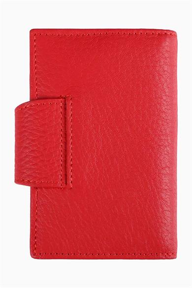 Hakiki Deri RFID Korumalı Akordiyon Kartlık 415 - Kırmızı