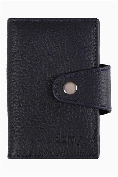 Hakiki Deri RFID Korumalı Akordiyon Kartlık 415 - Lacivert