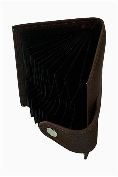 Hakiki Deri RFID Korumalı Akordiyon Kartlık 415 - Taba