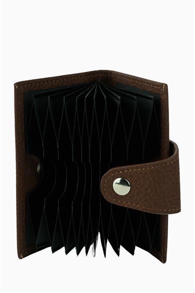 Hakiki Deri RFID Korumalı Akordiyon Kartlık 415 - Taba