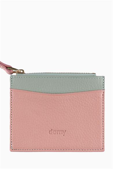 Hakiki Deri Kadın Kartlık 535 - Pudra - Yeşil