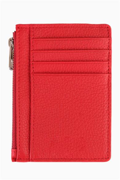 Hakiki Deri Minimal Kartlık Cüzdan 589 - Kırmızı