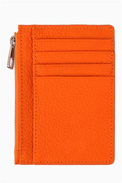 Hakiki Deri Minimal Kartlık Cüzdan 589 - Turuncu