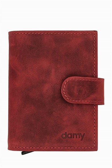 Hakiki Deri Mekanizmalı Cüzdan 615CR - Kırmızı