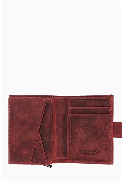 Hakiki Deri Mekanizmalı Cüzdan 615CR - Kırmızı