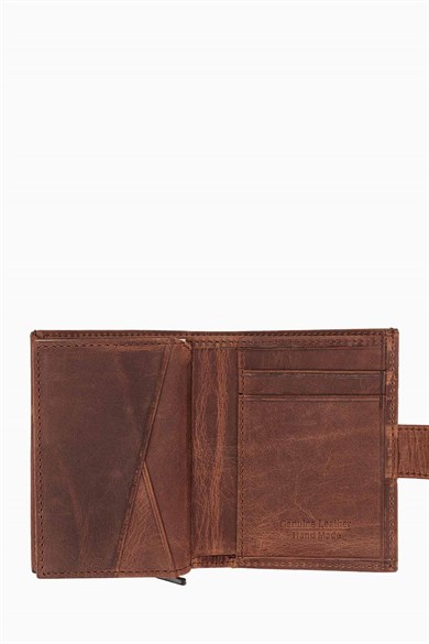 Hakiki Deri Mekanizmalı Cüzdan 615CR - Taba