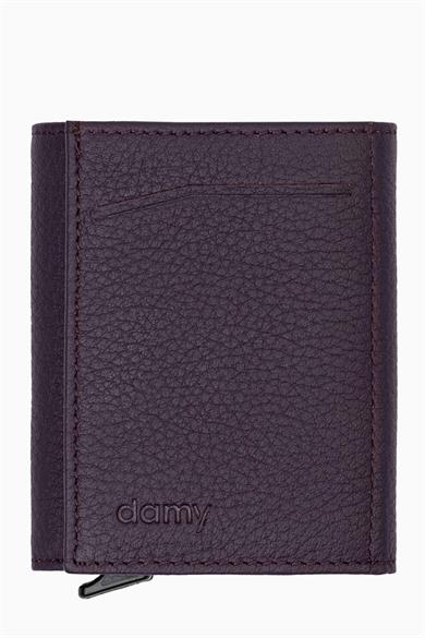 Hakiki Deri Unisex Mekanizmalı Cüzdan 626MG - Mürdüm