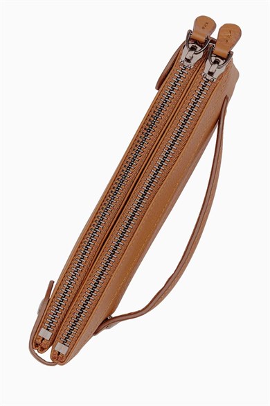 Hakiki Deri Kadın Cüzdan - Portföy 8215 - Taba